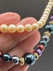 Vtg Lot Of 2 Necklace Marvella Simulated Pearl Beads Goldtone Melon Spacers READ