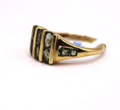 14K YELLOW GOLD BLUE/GREEN STONE RING SIZE 8.75, 3.5g