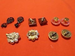 UNIQUE 7 PIECE ANTIQUE ART DECO DISCO EARRINGS COLLECTION 1950s – 1970s # 122