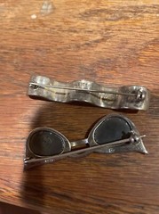 Sterling Cats Eye Sun Glasses Pin + Ribbon Pin Mexico 92.5 Both Well Made