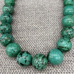 Vintage African Turquoise Necklace Bracelet Jewelry Set Large Heavy Chunky Boho