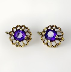 Vintage 14K Yellow Gold 1.00ct Amethyst Halo Jacket Women’s Earring