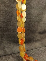 Groovy 52″ Yellow Orange Plastic Button Necklace Swinging 60-70s Possibly Lucite