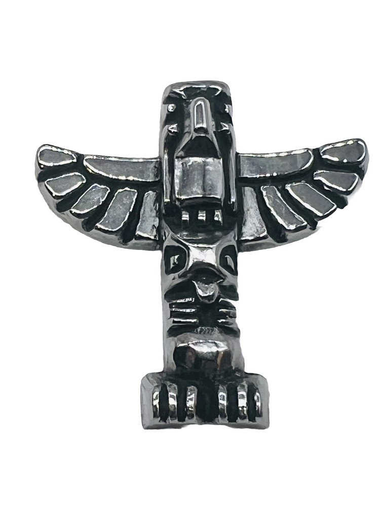 Vintage Thunderbird Totem Pole Pin Brooch Silver Tone