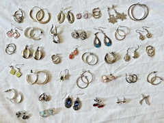 Vintage Silver To Pierced Earrings Lot Of Over 30 Pairs! Hoop Dangle Post