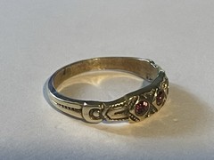 Antique Gold Filled Baby Band Ring TINY Size 0.5 Red Stones PROJECT 🌺🌺