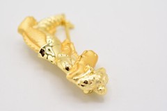 Danecraft Vintage Alligator Pin Brooch Brushed Gold Golfing Crocodile NOS BinA11