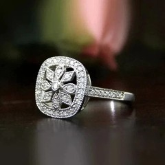 Vintage Art Deco Style Round Lab Created Diamond Wedding 14k White Gold FN Ring