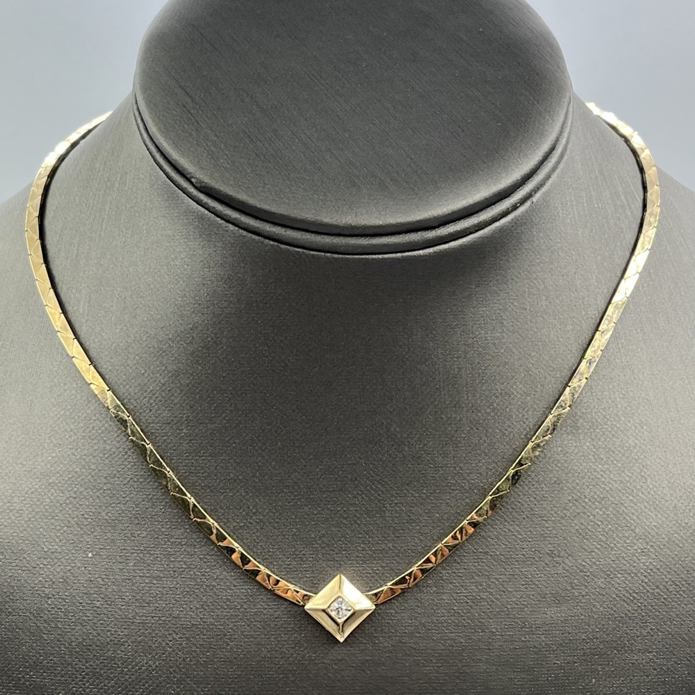 Vintage Panetta 80s Dainty Rhinestone Necklace Gold Tone 15.5″