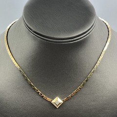 Vintage Panetta 80s Dainty Rhinestone Necklace Gold Tone 15.5″