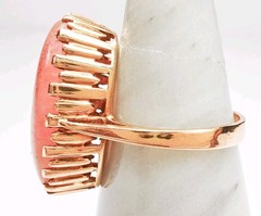 Antique 13/14K Gold Huge Strawberry Quartz Ring 21x11mm Oval Size 6.75 5.8 Grams
