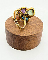 Vintage Stone Chip Ring Multi Color Pink Blue Purple Green Boho Style Size 5.25