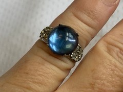 Vtg Sterling Silver Ring 3.5g Fine Jewelry Size 4.5 Band Blue Stone *READ*