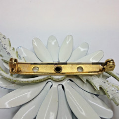 Vintage 1960s Blue Enamel Flower Brooch Rhinestone Mod Flower Power Pin – AS IS