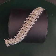 Vintage Signed Francois For Corocraft Silver Tone Retro Bracelet Rhinestones MCM