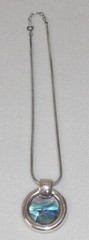 1974 Henkel & Grosse (Dior) Germany 925 Sterling Abalone Pendant Necklace