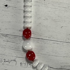 Vintage White Lucite Beaded Necklace Red Accents 1970s-1980s Costume Jewelry