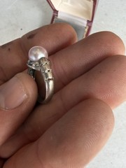 Vintage Genuine Natural Pearl Sterling Silver Hand Crafted Dome Ring SZ 6.5 YT8