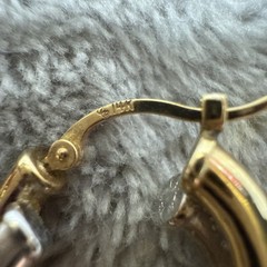 14K Yellow & White Gold Double Twisted Hoop Pierced Earrings Carla Scrap 2 g
