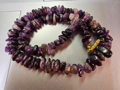Vtg Choker Necklace w Purple Amethyst beads 15in”- Ate6