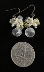 Vintage Silvertone Clear Beads & Flowers Dangle Drop French Wire Earrings
