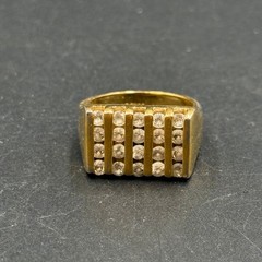 Vintage Channel Set Stone Statement Ring 14k Gold Plated