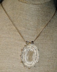 Vintage Large Faceted Glass Intaglio Cameo Pendant Necklace Victorian Revival