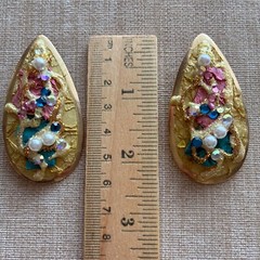 Statement Gold Pearl Vintage Clip-On Earrings