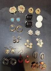 Vintage Mixed LOT 14 Pairs Clip On & Pierced Earrings