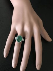 Art Deco 5.30 Ct Natural Green Emerald Vintage Style Wedding Ring 925 Silver