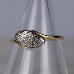 14Kt Gold Two Tone Finish Lab Created Diamond Art Deco 925 Sterling Silver Ring
