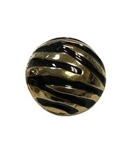 Vintage Clip On Earrings Chunky Tiger Stripe Gold Domed Round Heavy Metal
