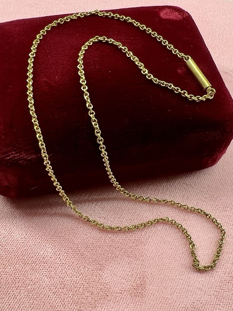 Antique 10K Gold 14″Curb Link Chain Necklace Barrel Clasp Vintage Victorian