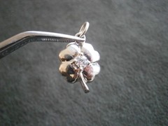 Lucky Four Leaf Clover Vintage Shiny Sterling Silver Crystal Charm Pendant 2.0g