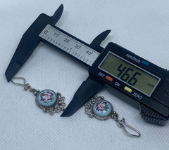 Vintage earrings. USSR porcelain. Hand painted. Enamel.Russian. Finift . 7.36 g.