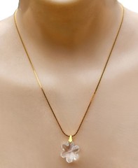 Vintage 18” necklace – Lead crystal snowflake – gold tone chain – pendant