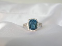 Vintage Sterling Silver 925 Natural Heated London Blue Topaz Ring Size 7