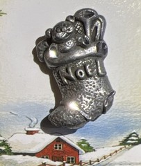 Vintage Petite Christmas Stocking Lapel Push Pin, New on Package