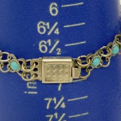 Vintage Bracelet Blue Stones Silver Tone Loop Chain 6.75 Inches
