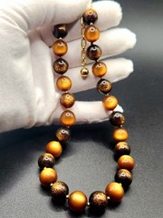 Vintage Trifari necklace Moonglow & Brown Confetti Lucite 1970-80’s Collectible