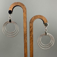 Vintage Drop Hoop Earrings Lot Multi Layered Circle Gold Silver Tone Pierced