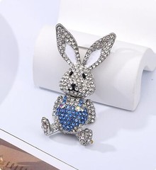 Rhinestone Moving Rabbit Brooch Pin for Women Girls Fashion Crystal Enamel Lo…