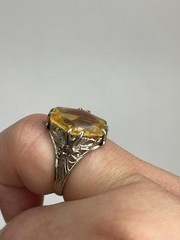 Antique Ring Art Deco David BELAIS Filigree 10k White Gold Sz 6