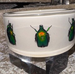 HUGE Kolos Designs Egyptian Revival Resin Lucite REAL Beetle Bug Estate Bracelet