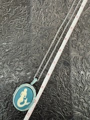 Vintage Mermaid Cameo Locket Necklace Silver Tone Teal Oval Photo Locket Fantasy