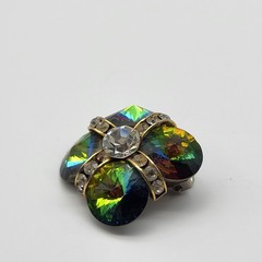 Stunning Rivoli rhinestone clip earrings unsigned Rainbow watermelon bold