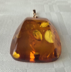 Vintage Natural Baltic Amber Pendant Chunky 14K 583 Gold Bail Made in USSR