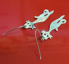 VTG 925 Cat Silhouette 1.5in Drop Earrings Sterling Silver 3g Patina Intact READ
