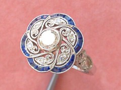 Floral Cocktail Art Deco Style Ring 2.1 Ct Simulated Diamond 14k White Gold Over