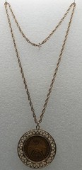 Gold-Tone Necklace Bicentennial Liberty Bell Double Sided Pendant 1776-1976 24″